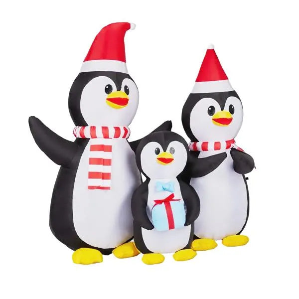 6FT Inflatable Christmas Decoration | Lighted Penguin Family Yard Decor with LED Lights