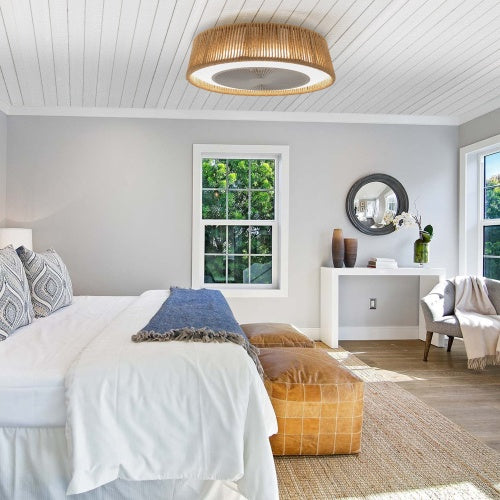 Boho Ceiling Fan with LED Light | 6-Speed Dimmable Remote Control Fan