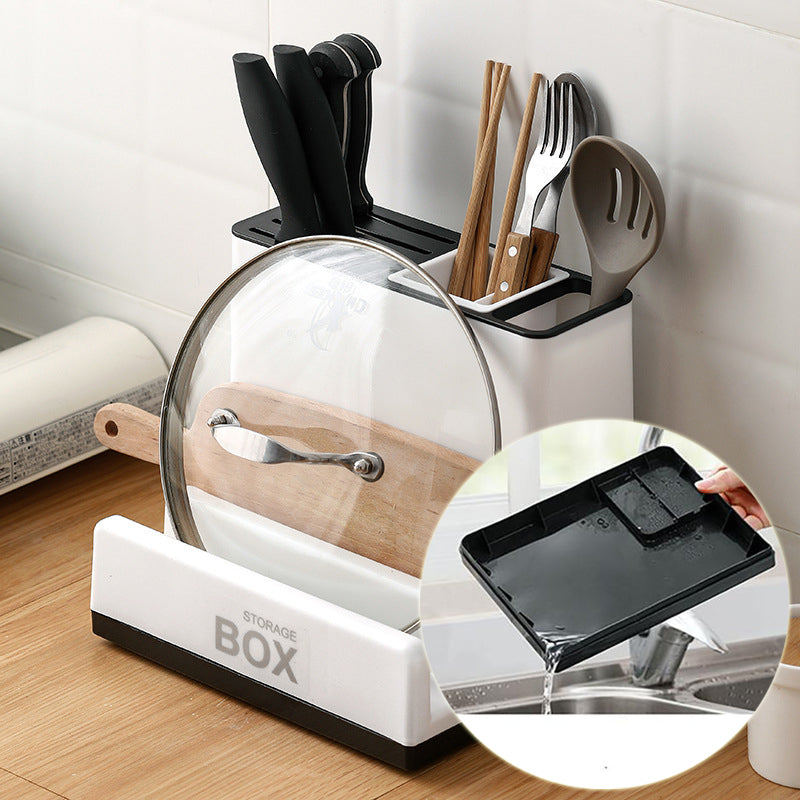 Kitchen Cabinet Knife & Tableware Storage Holder – Space-Saving Plastic Rack