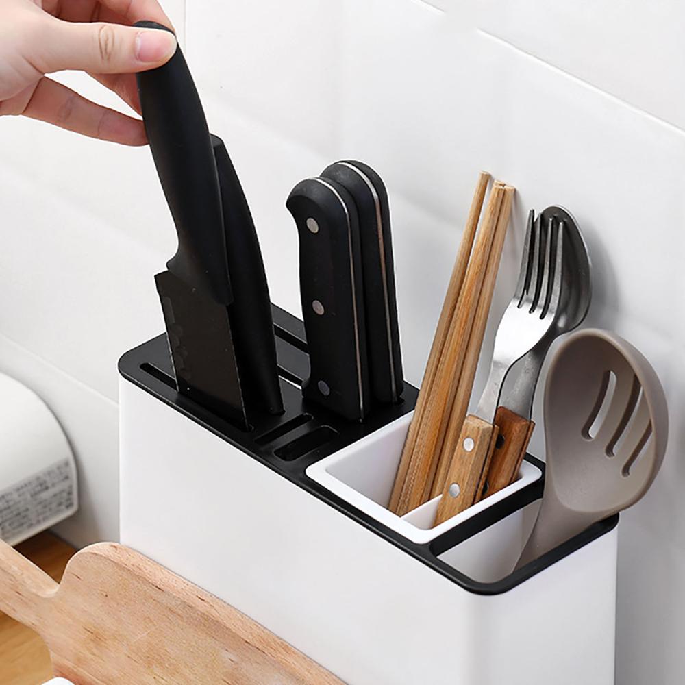 Kitchen Cabinet Knife & Tableware Storage Holder – Space-Saving Plastic Rack