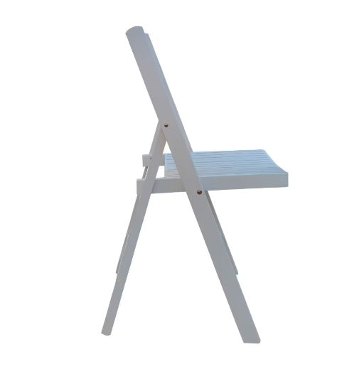 White Slatted Wood Folding Chairs – 4-Pack for Weddings & Events