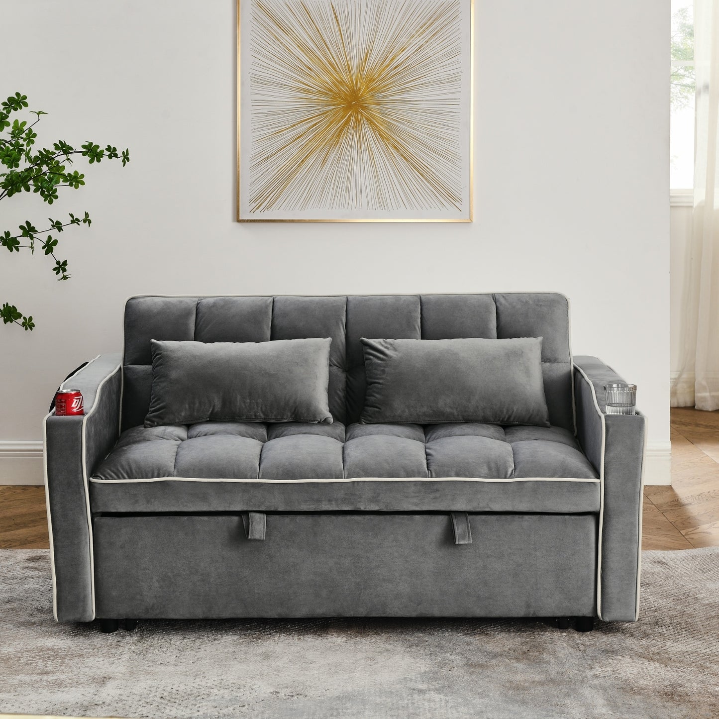 Modern Convertible Sofa Bed | 3-Length Foldable Sofa with Recliner Feature
