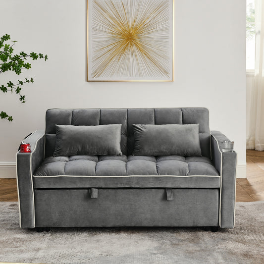 Modern Convertible Sofa Bed | 3-Length Foldable Sofa with Recliner Feature