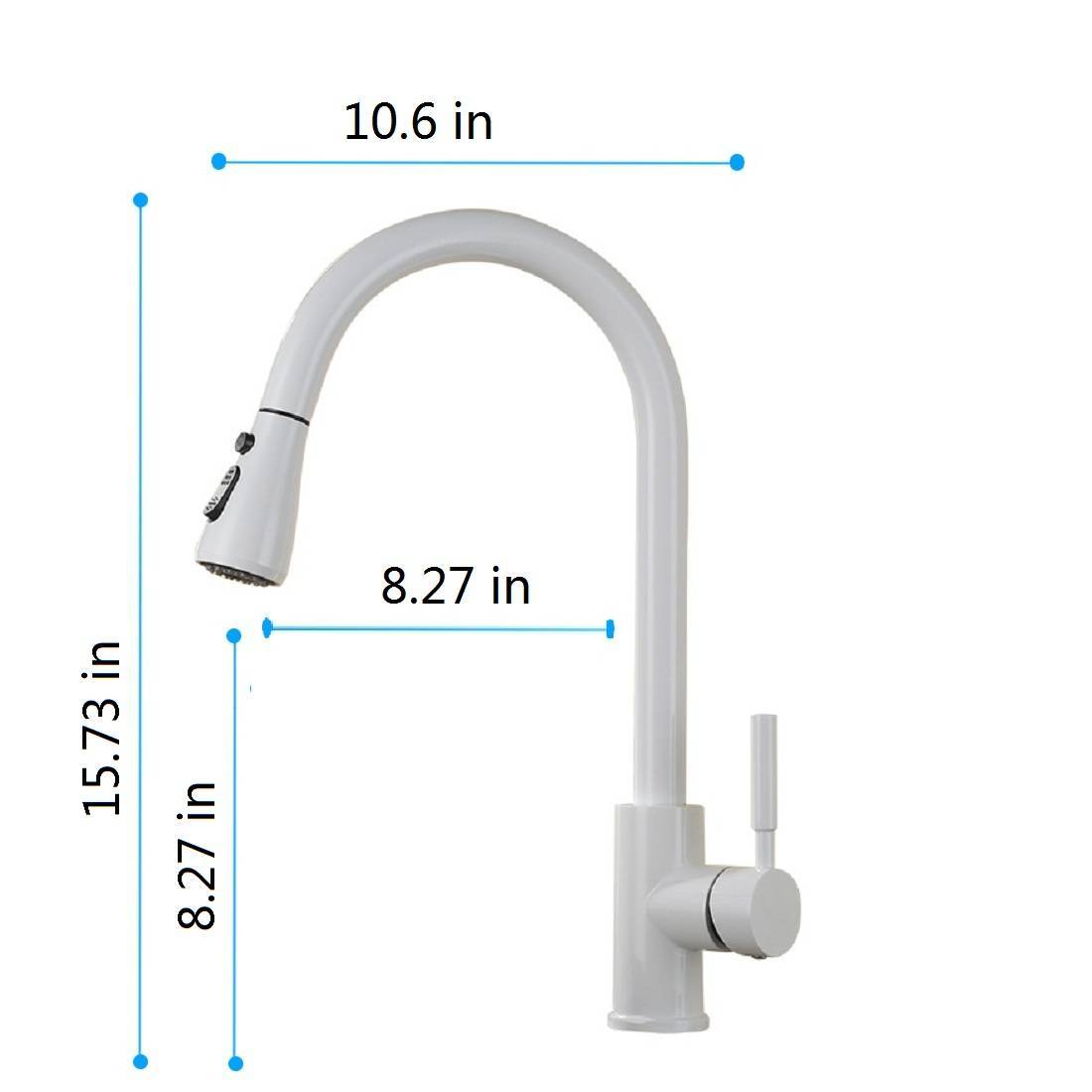 Kitchen Faucet With Pull Out Sprayer | White Finish, 3 Spray Settings
