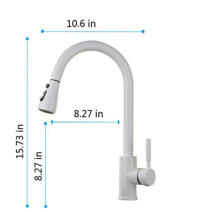 Kitchen Faucet With Pull Out Sprayer | White Finish, 3 Spray Settings