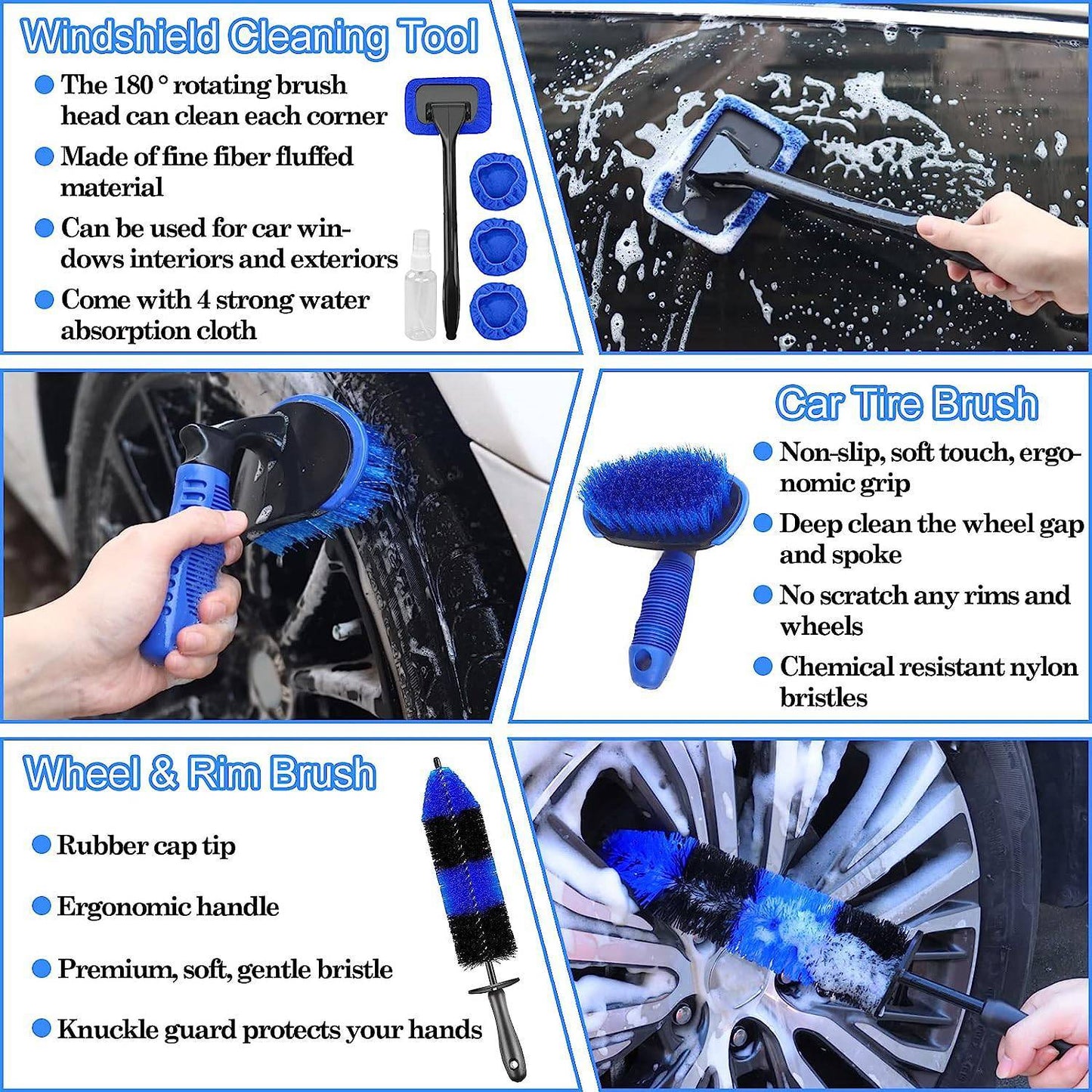 Professional Car Detailing Brush Kit 26pcs | Auto Care & Cleaning Tools