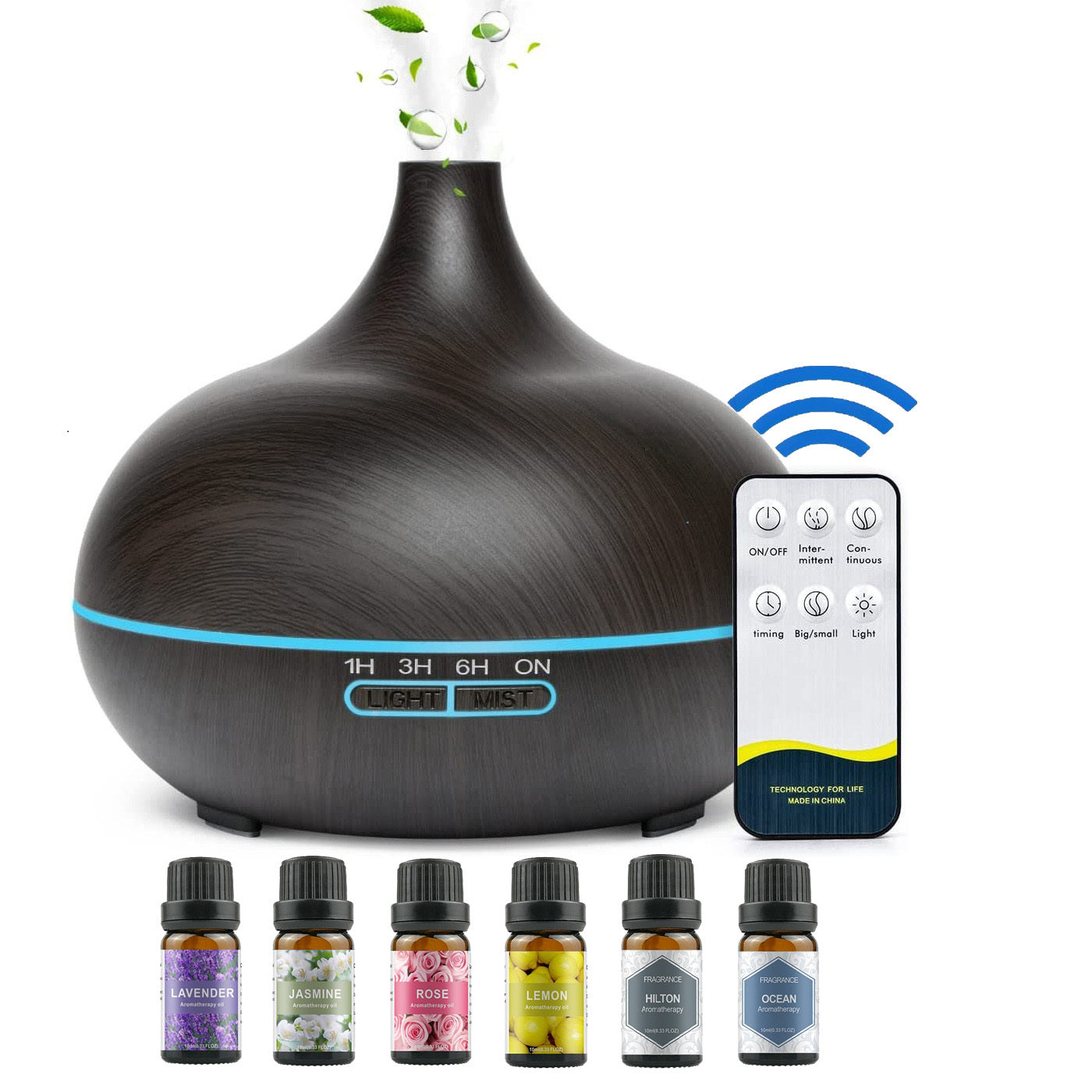 Ultrasonic Cool Mist Aromatherapy Diffuser with 6 Essential Oils | Relaxation & Sleep Aid
