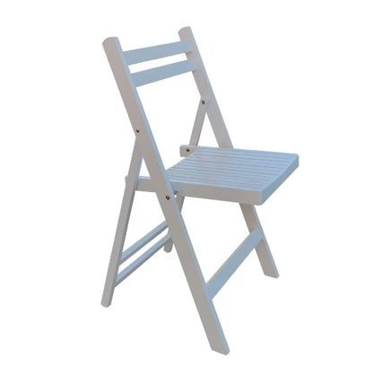 White Slatted Wood Folding Chairs – 4-Pack for Weddings & Events