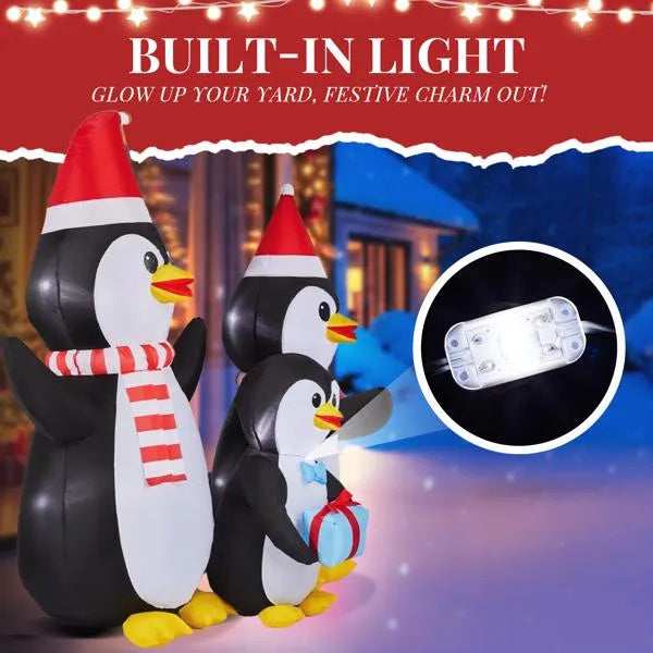6FT Inflatable Christmas Decoration | Lighted Penguin Family Yard Decor with LED Lights