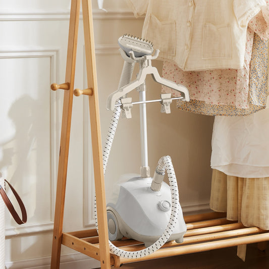 Standing Garment Steamer 1500W | Powerful Clothes Steamer with 1.7L Tank & Roll Wheels