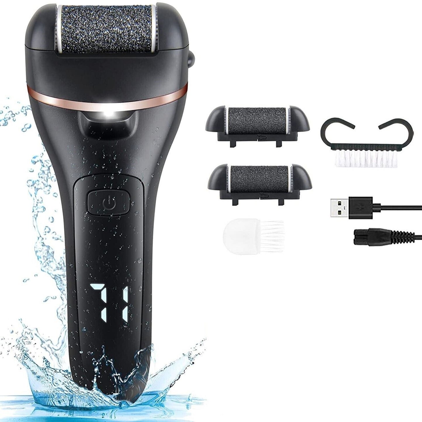 Electric Foot Grinder & Callus Remover | Rechargeable Pedicure Kit with 3 Roller Heads