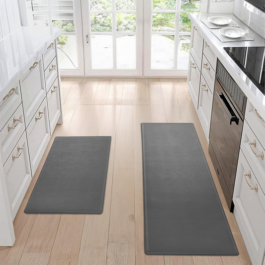 Non-Slip Waterproof Kitchen Floor Mat Set | 2-Piece Easy-to-Clean Anti-Fatigue Cushioned Rugs