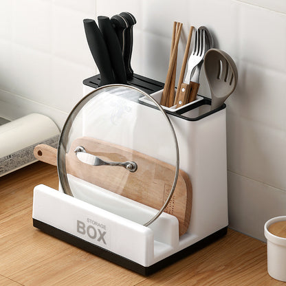 Kitchen Cabinet Knife & Tableware Storage Holder – Space-Saving Plastic Rack