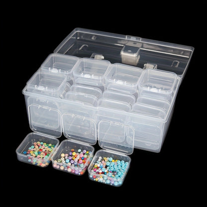 32-Grid Transparent Plastic Storage Box | Large Capacity Clear Organizer for Jewelry, Beads, Crafts & Small Parts