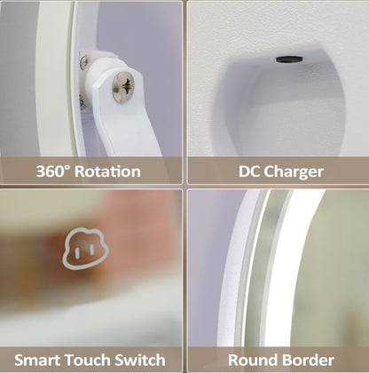 Smart LED Cloud Mirror | 360° Rotating Vanity Mirror with 10X Magnifying Attachment