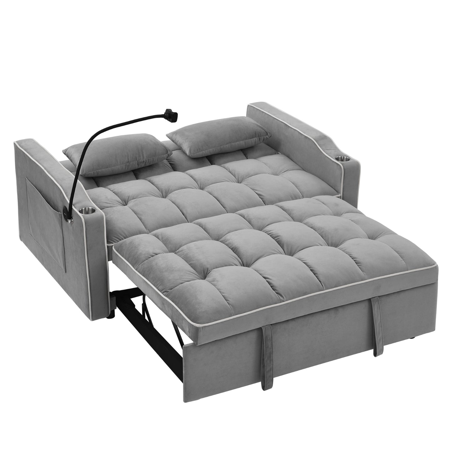 Modern Convertible Sofa Bed | 3-Length Foldable Sofa with Recliner Feature