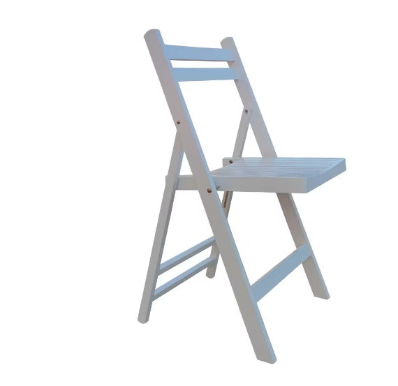 White Slatted Wood Folding Chairs – 4-Pack for Weddings & Events