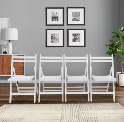 White Slatted Wood Folding Chairs – 4-Pack for Weddings & Events