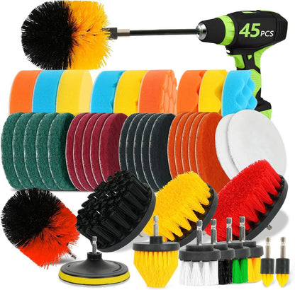 45-Piece Cleaning Brush Kit | Versatile Drill Brushes for Home & Auto