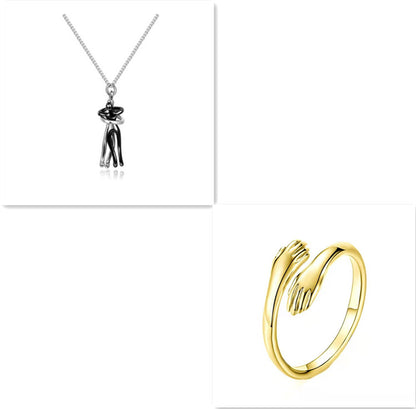 Love Hug Necklace – Minimalist Unisex Pendant for Couples