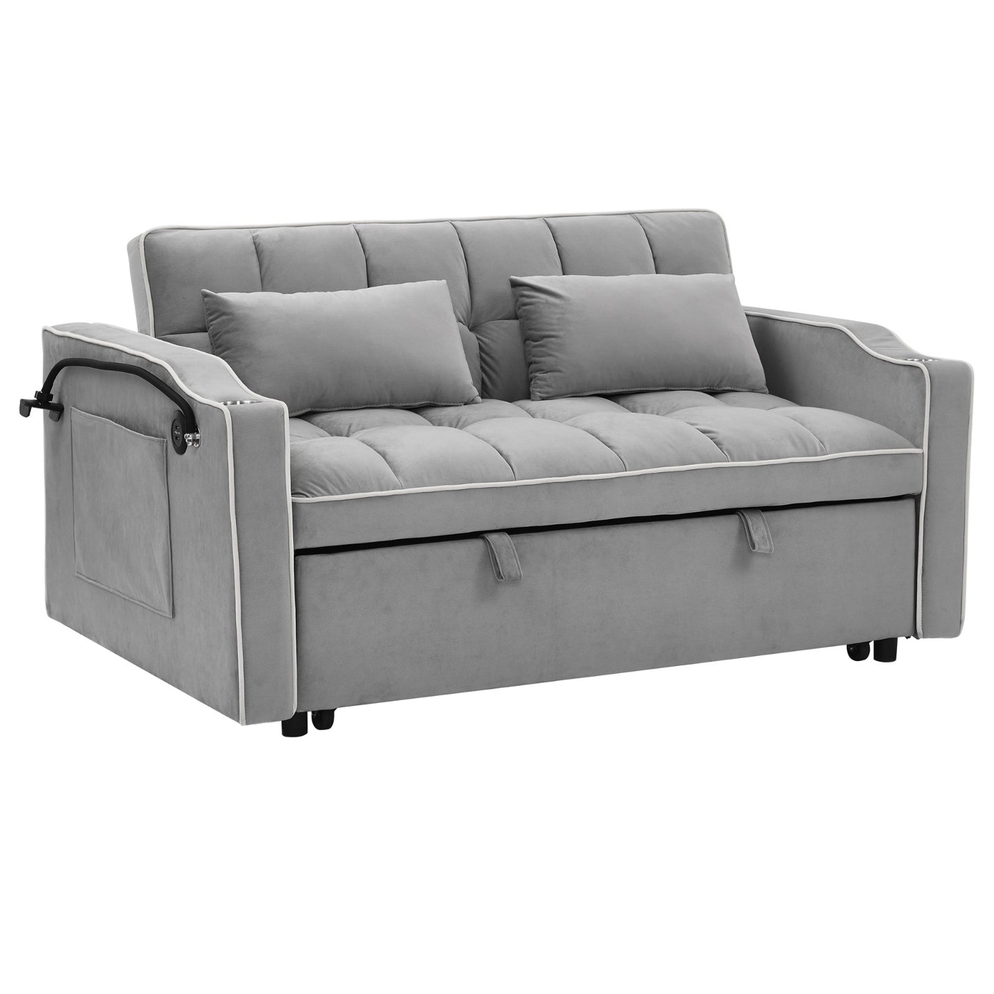 Modern Convertible Sofa Bed | 3-Length Foldable Sofa with Recliner Feature