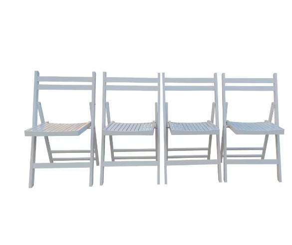 White Slatted Wood Folding Chairs – 4-Pack for Weddings & Events