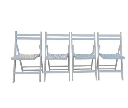 White Slatted Wood Folding Chairs – 4-Pack for Weddings & Events