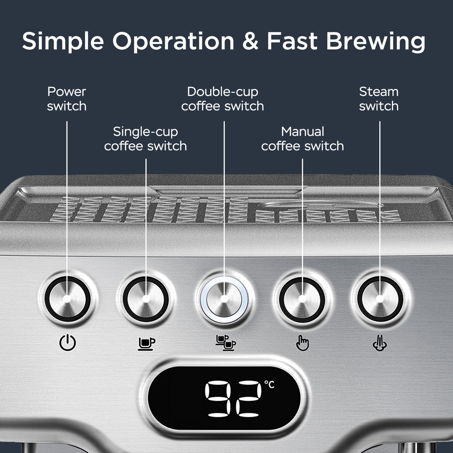 Geek Chef Espresso Machine | 20 Bar Coffee Maker with Milk Frother for Latte & Cappuccino