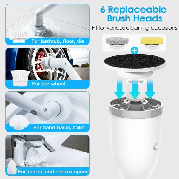 Rechargeable Electric Spin Scrubber | Deep Cleaning Brush with Adjustable Arm