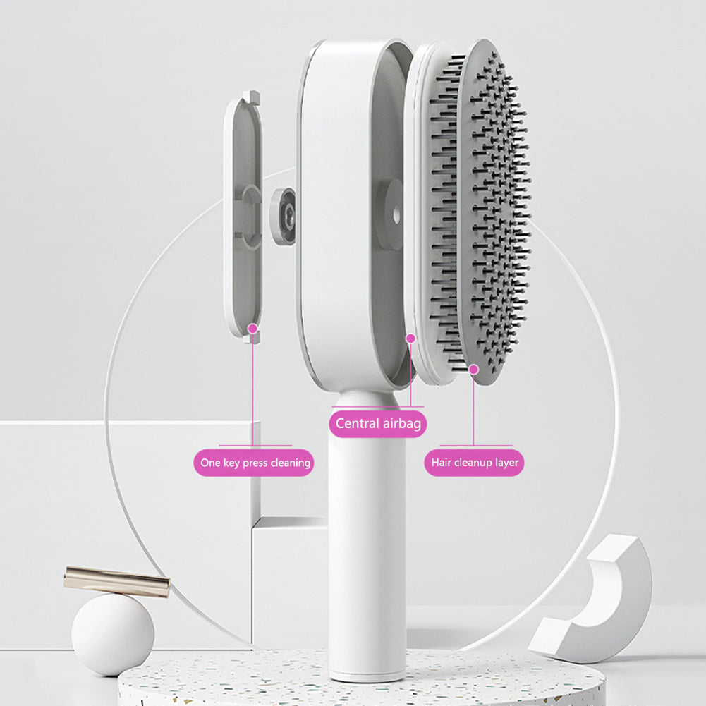 Self-Cleaning Detangling Hair Brush | Massage Cushion, Anti-Frizz, Easy Clean