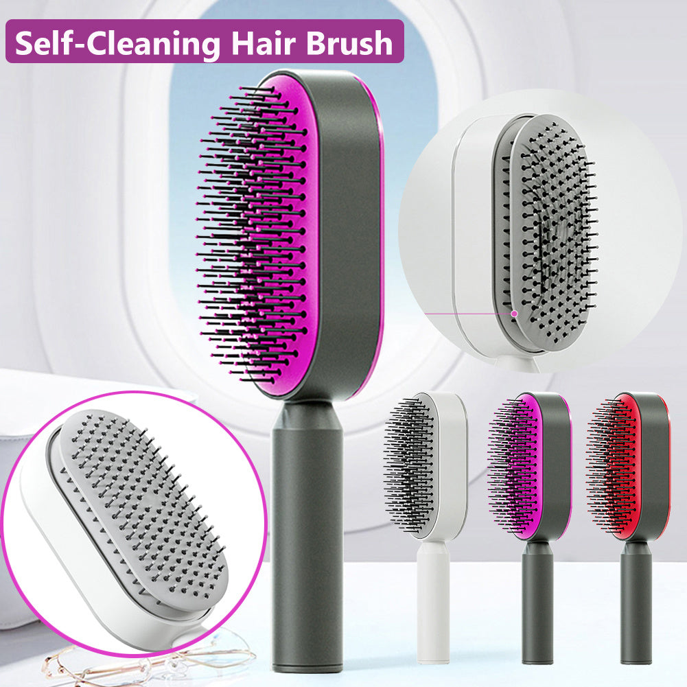 Self-Cleaning Detangling Hair Brush | Massage Cushion, Anti-Frizz, Easy Clean