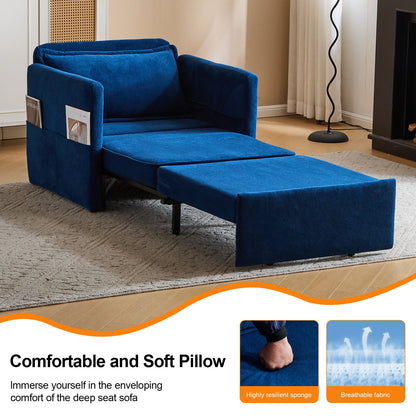 Convertible Sleeper Chair Bed | 3-in-1 Pull-Out Sofa with Charging Station & Tray Table