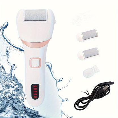 Electric Foot Grinder & Callus Remover | Rechargeable Pedicure Kit with 3 Roller Heads