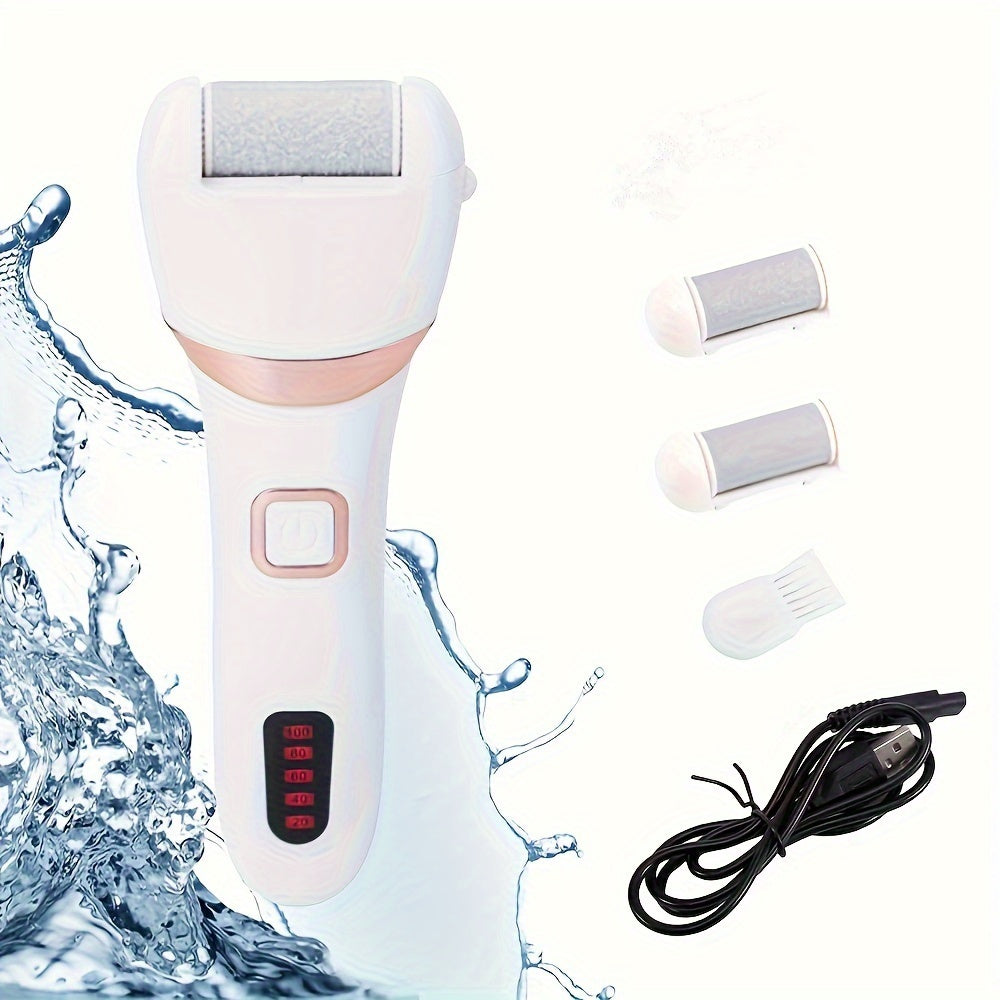 Electric Foot Grinder & Callus Remover | Rechargeable Pedicure Kit with 3 Roller Heads