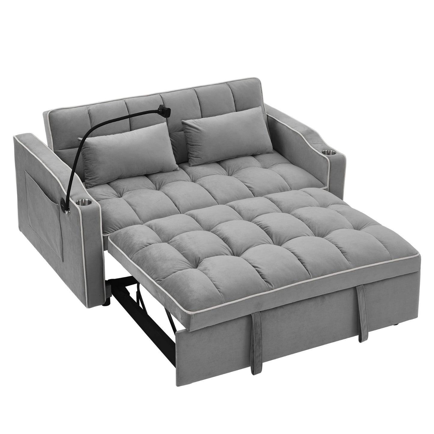 Modern Convertible Sofa Bed | 3-Length Foldable Sofa with Recliner Feature