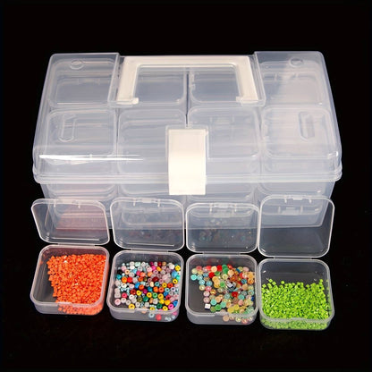 32-Grid Transparent Plastic Storage Box | Large Capacity Clear Organizer for Jewelry, Beads, Crafts & Small Parts