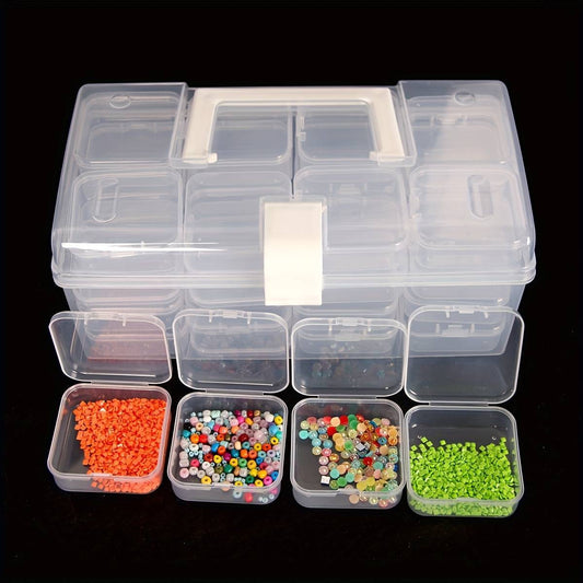 32-Grid Transparent Plastic Storage Box | Large Capacity Clear Organizer for Jewelry, Beads, Crafts & Small Parts