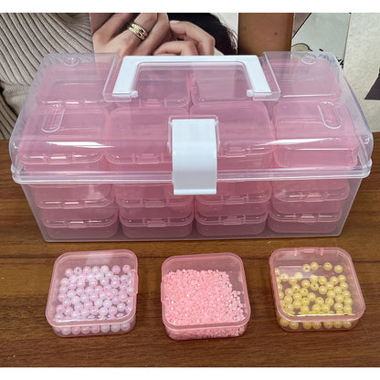 32-Grid Transparent Plastic Storage Box | Large Capacity Clear Organizer for Jewelry, Beads, Crafts & Small Parts