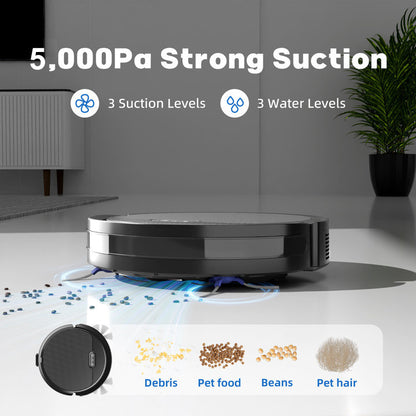 3-in-1 Robot Vacuum & Mop | 5000Pa Suction for Pet Hair & Hard Floors