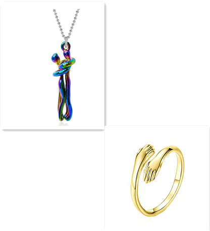 Love Hug Necklace – Minimalist Unisex Pendant for Couples