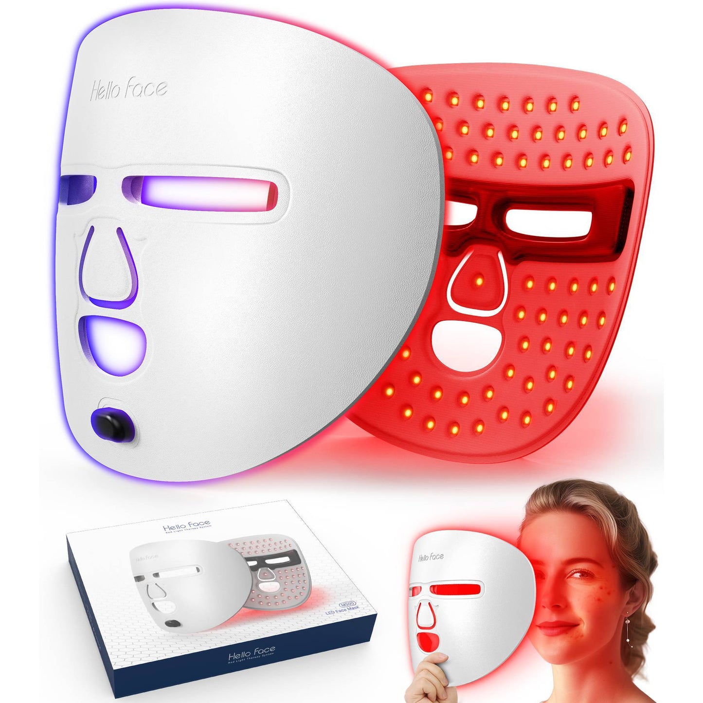 3-in-1 LED Face Mask | Red, Blue & Near-Infrared Light Therapy for Anti-Aging and Acne