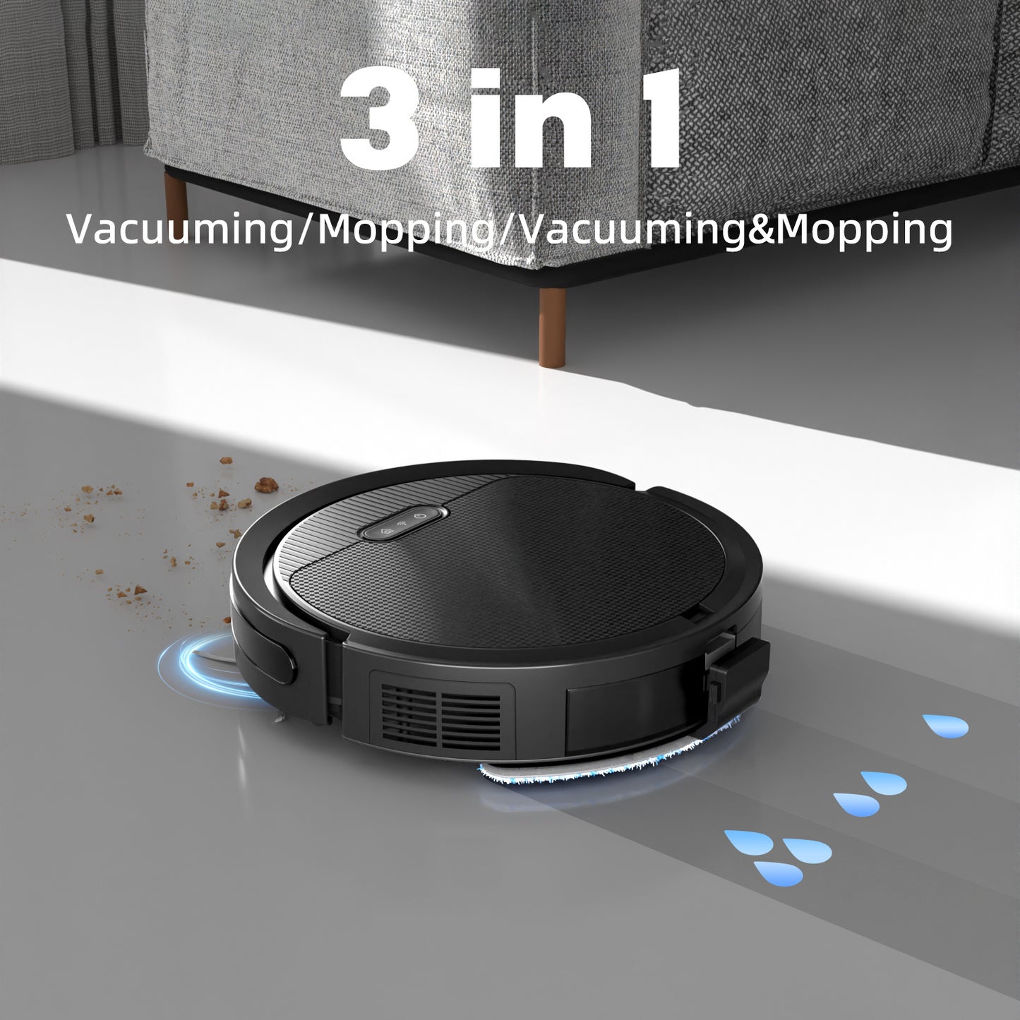 3-in-1 Robot Vacuum & Mop | 5000Pa Suction for Pet Hair & Hard Floors