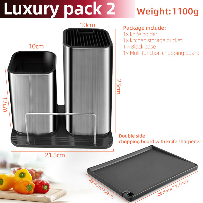 Stainless Steel Knife Holder | Modern Chopping Board & Knife Storage Organizer