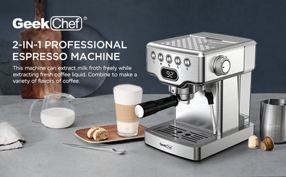 Geek Chef Espresso Machine | 20 Bar Coffee Maker with Milk Frother for Latte & Cappuccino