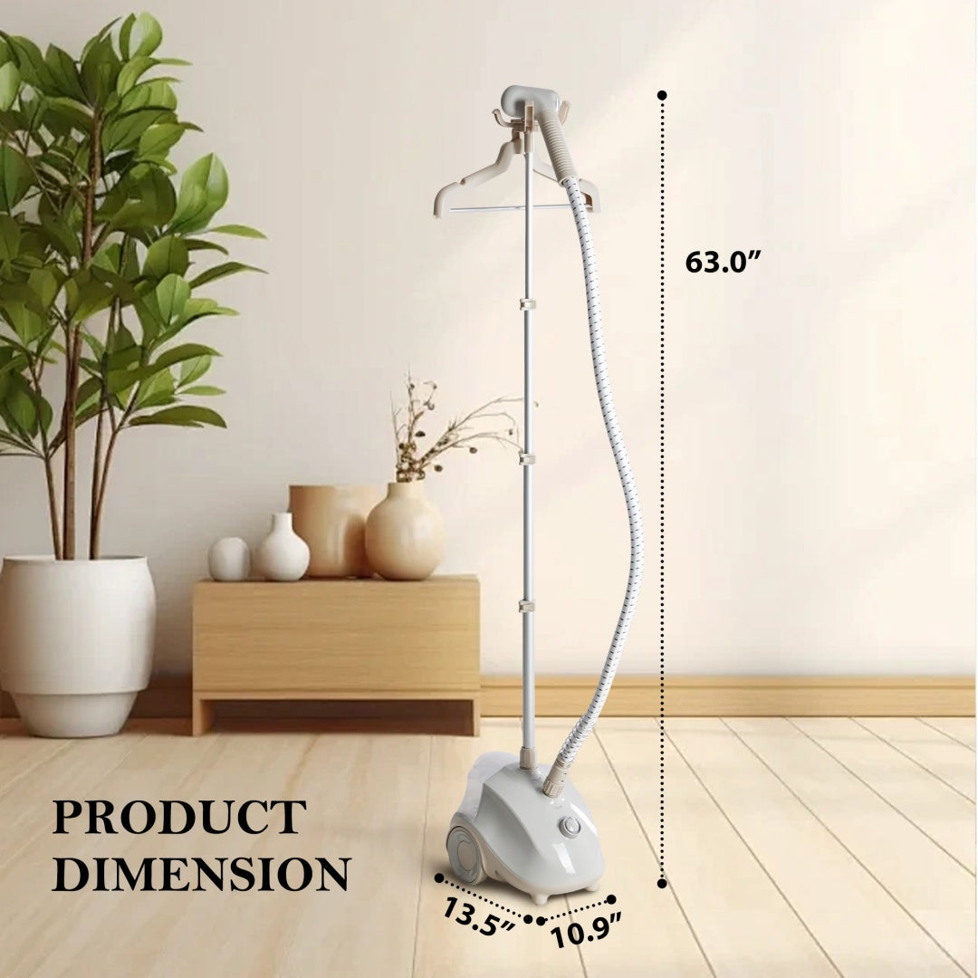 Standing Garment Steamer 1500W | Powerful Clothes Steamer with 1.7L Tank & Roll Wheels